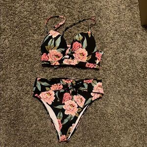 Shade & Shore Black and Pink Bikini Swimwear